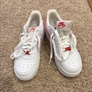 Nike Air Force 1 White with red gingham, Sz 8.5